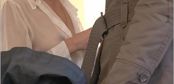  see through and opened blouse in public
